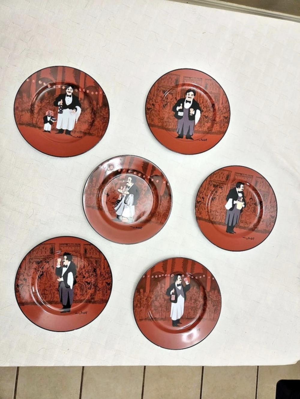 Guy Buffet Williams Sonoma Set of 6 Bistro Waiter Plates 8" Made in Japan